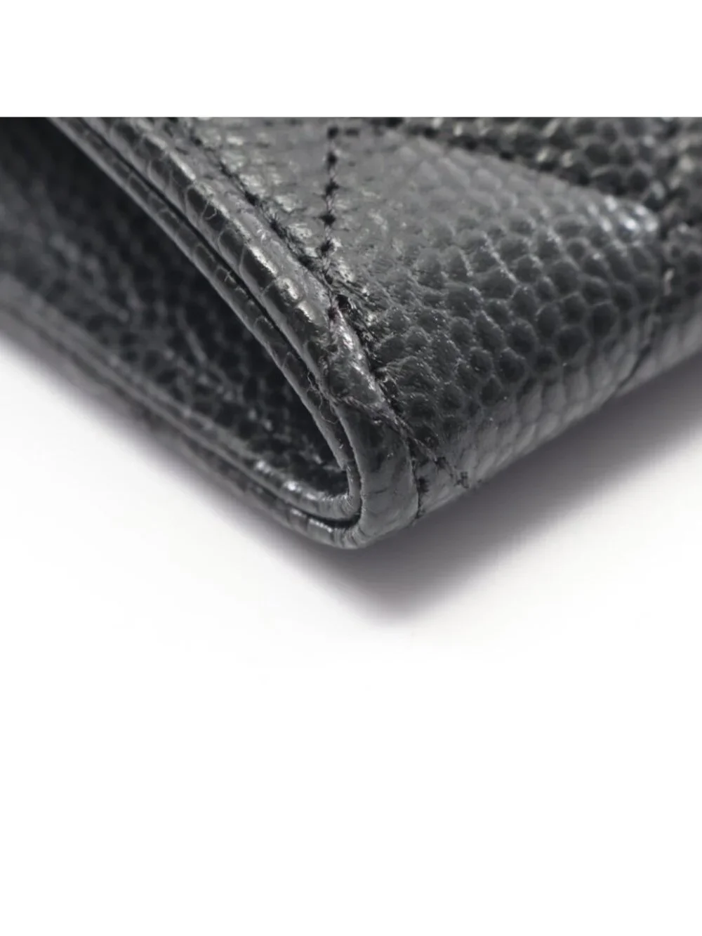 Chanel Card Case Classic Flap Quilted Black Caviar Leather